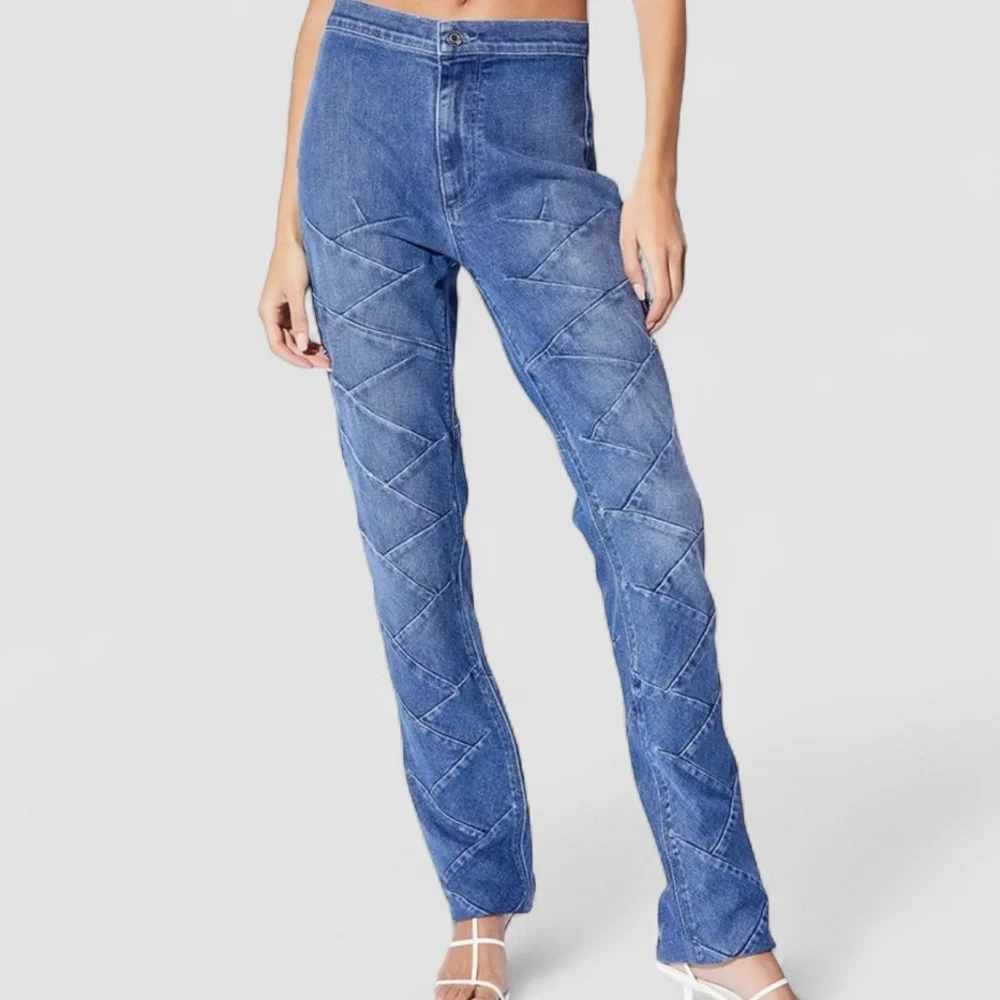 RtA Carlota Jean high waisted straight jean braided detail blue‎ jeans size 25